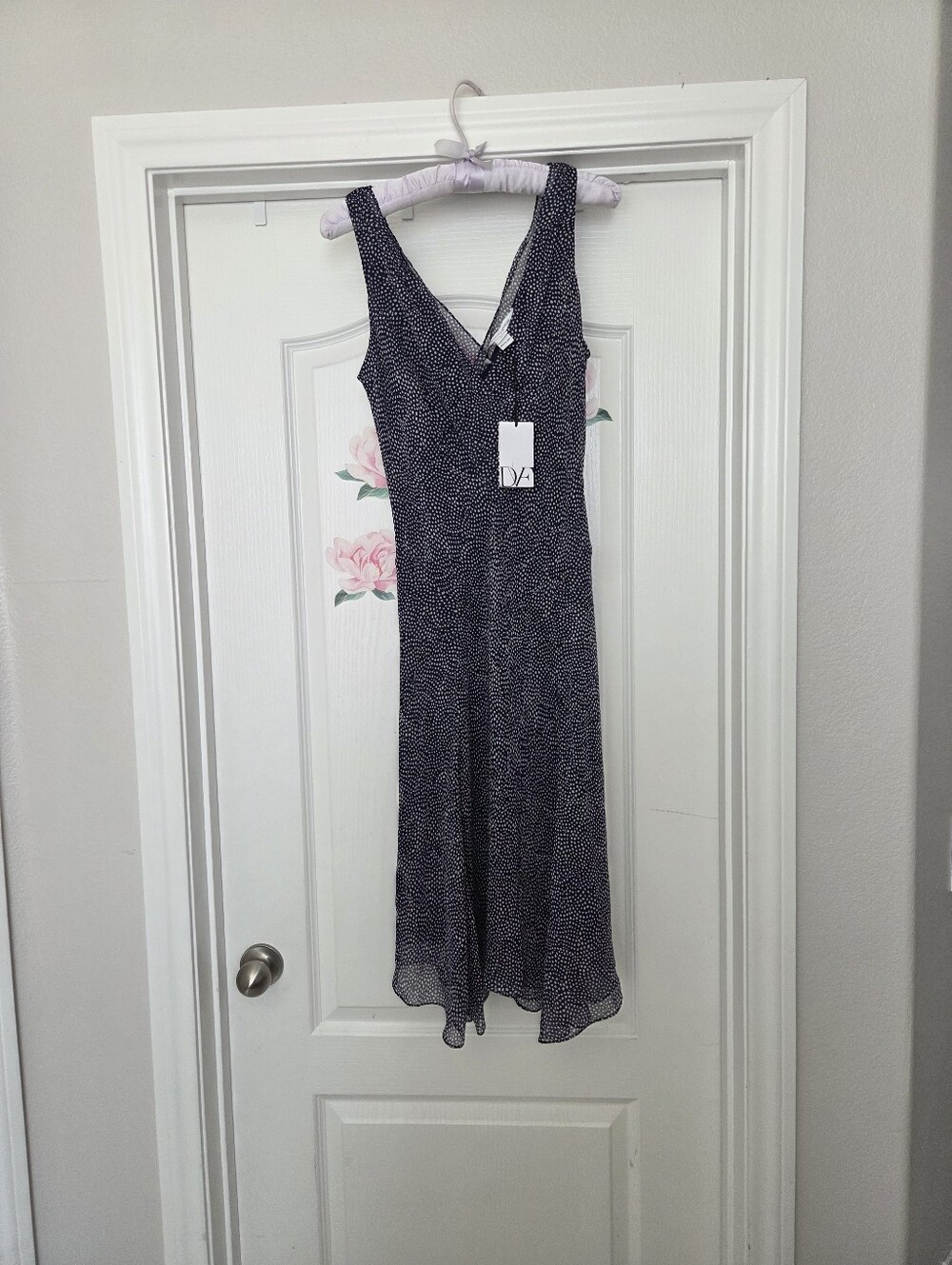 Diane Von Furstenberg Navy Silk Bias Cut Dress Size 6 BNWT - Picture 2 of 11
